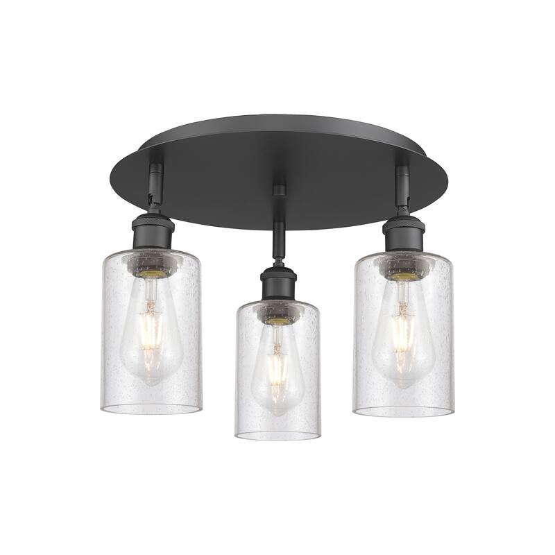 Innovations Lighting Clymer - 3 Light 16" Flush Mount - Seedy/Matte Black