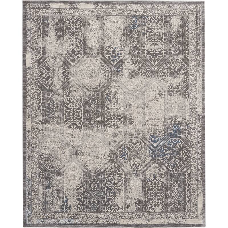 Grand Expressions Classic Border Area Rug - 9' x 12' - Grey/Ivory - Runner/Rectangle