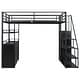 preview thumbnail 33 of 32, Full Size Metal Loft Bed with Storage Staircase and Wardrobe, Shelves