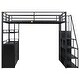preview thumbnail 16 of 15, Metal Full Size Loft Bed with Storage Staircase and Wardrobe,Kids Bed with Shelves and Lockers