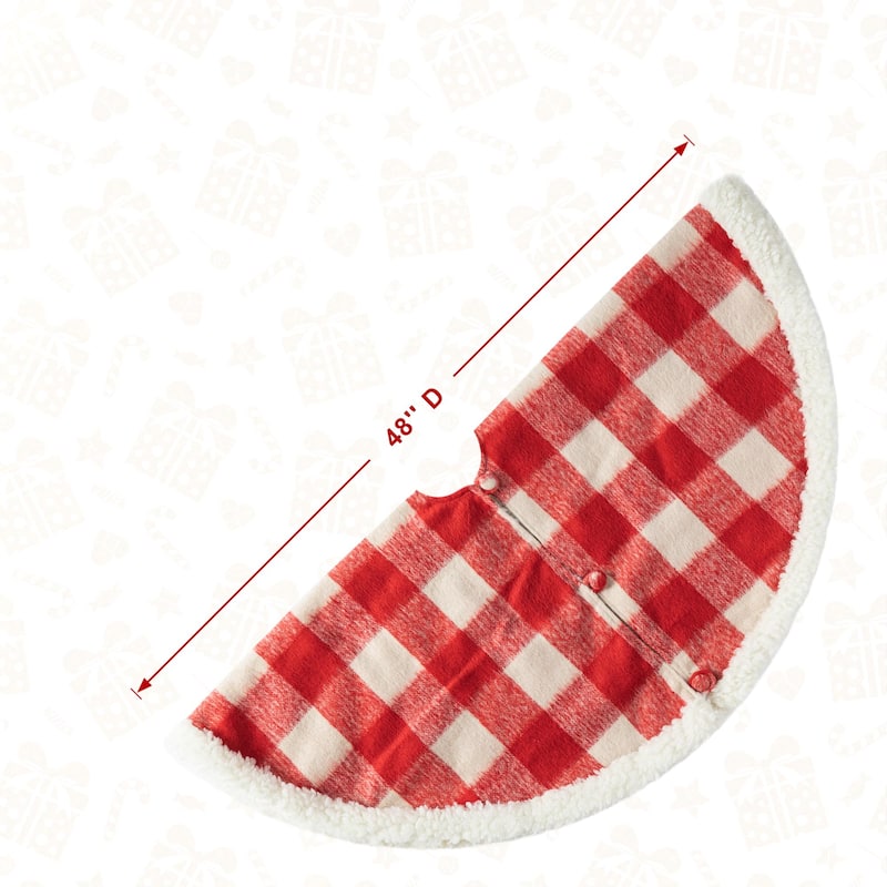 Glitzhome 48"D or 60"D Reversible Classic Plaid Flannel Christmas Tree Skirt