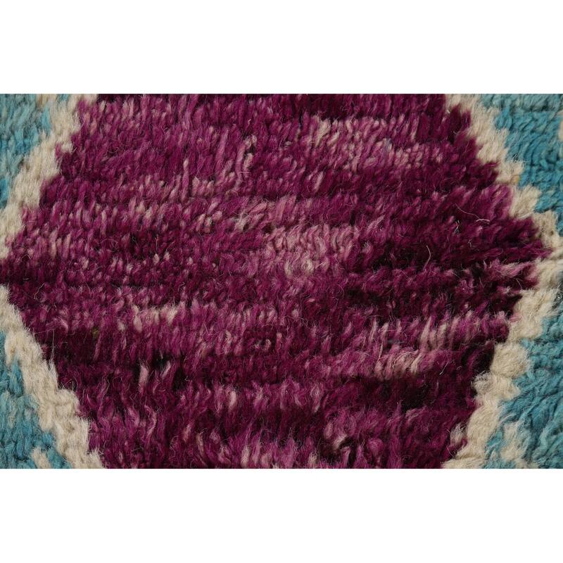 Geometric Moroccan Accent Rug Hand-Knotted Wool Carpet - 2'10" x 5'4"