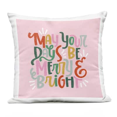 Stupell Pastel Merry & Bright Phrase Printed Outdoor Throw Pillow Design by Sarah Hickman
