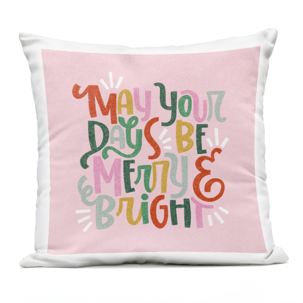 Stupell Pastel Merry & Bright Phrase Printed Outdoor Throw Pillow Design by Sarah Hickman