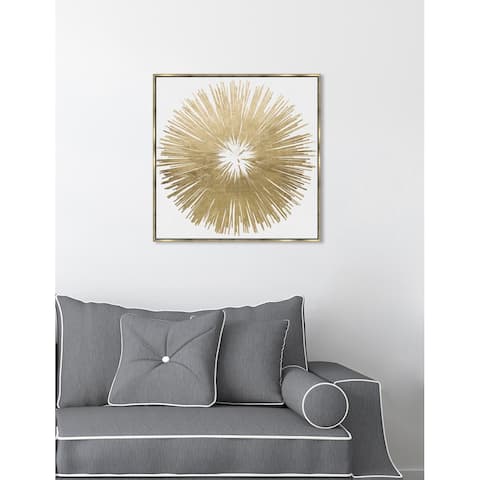 Modern Oliver Gal 'Sunburst Golden' Gold/ White Abstract Framed Wall Art Canvas