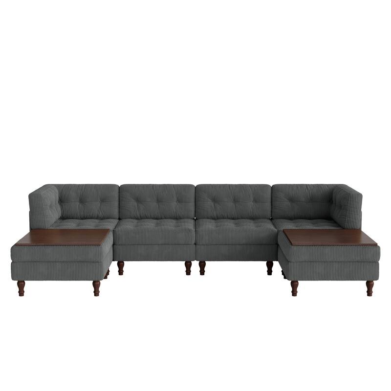 Oversized Modular Sectional Corduroy Fabric Tufted Sofa