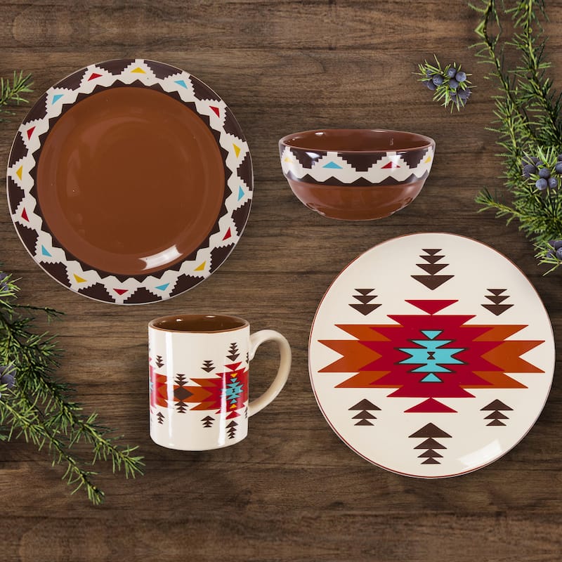 Paseo Road by HiEnd Accents Del Sol Aztec Ceramic Dinnerware Set, 16PC