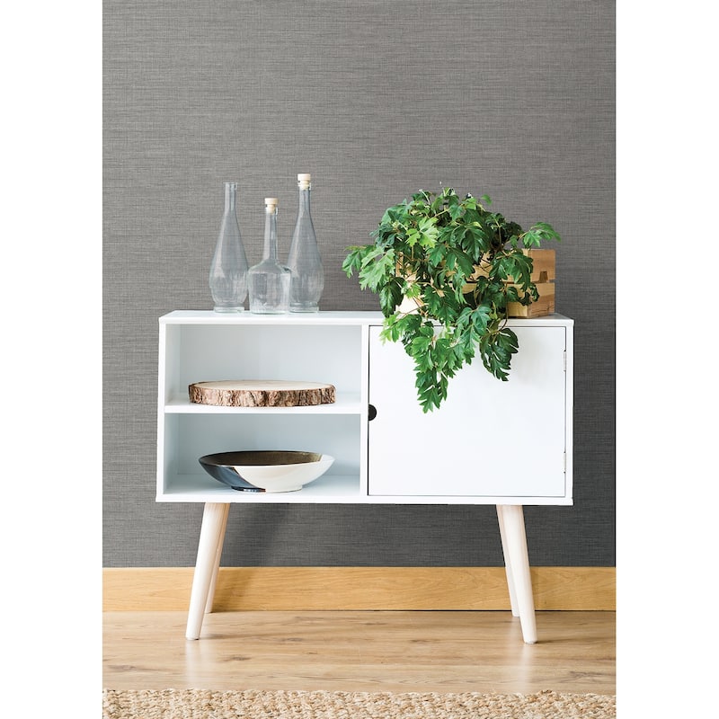 A-Street Prints Essence Grey Linen Texture Wallpaper