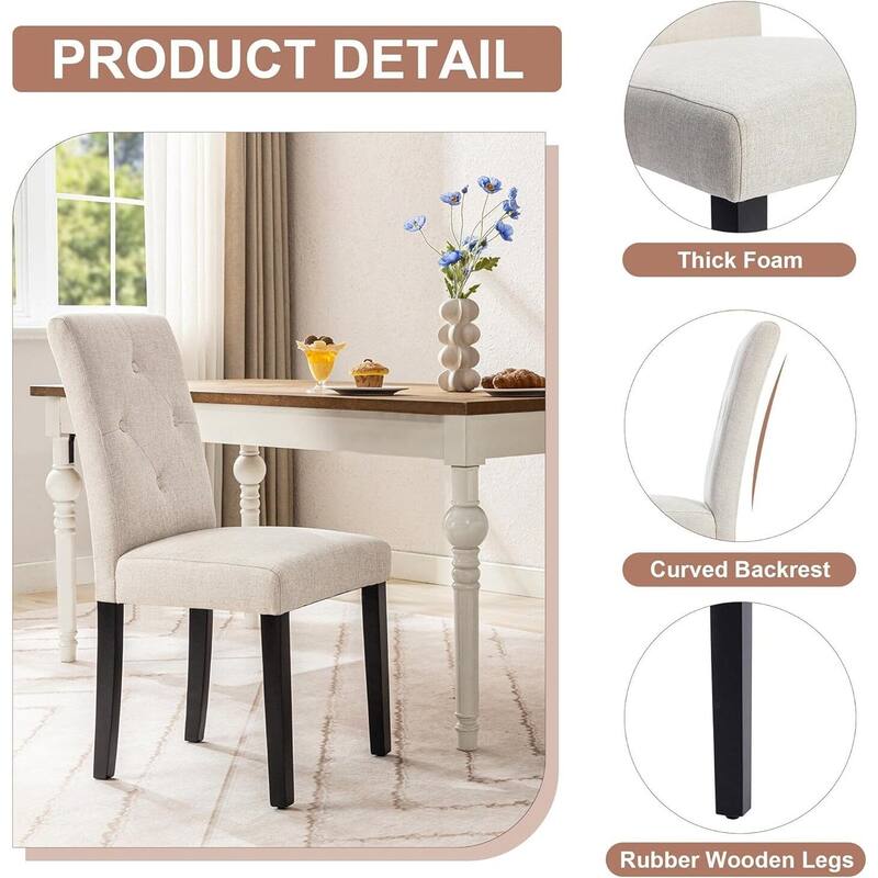 Upholstered Dining Chairs Set of 2/4/6 Modern Dining Chairs with Solid Wood Legs and High Back Dining Room Chairs
