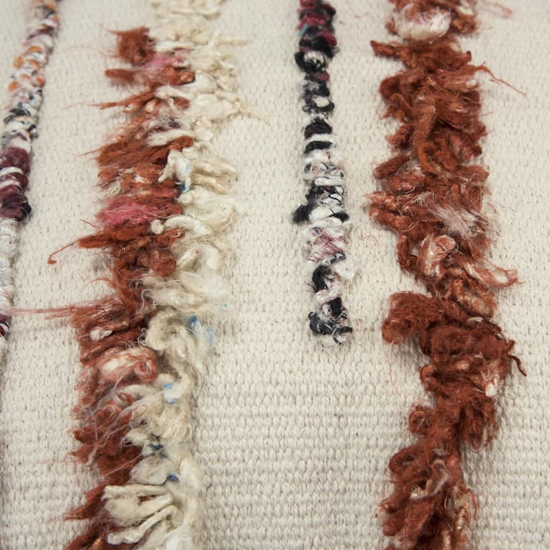 HomeRoots 20X20 Natural 100% Wool Striped Zippered Pillow