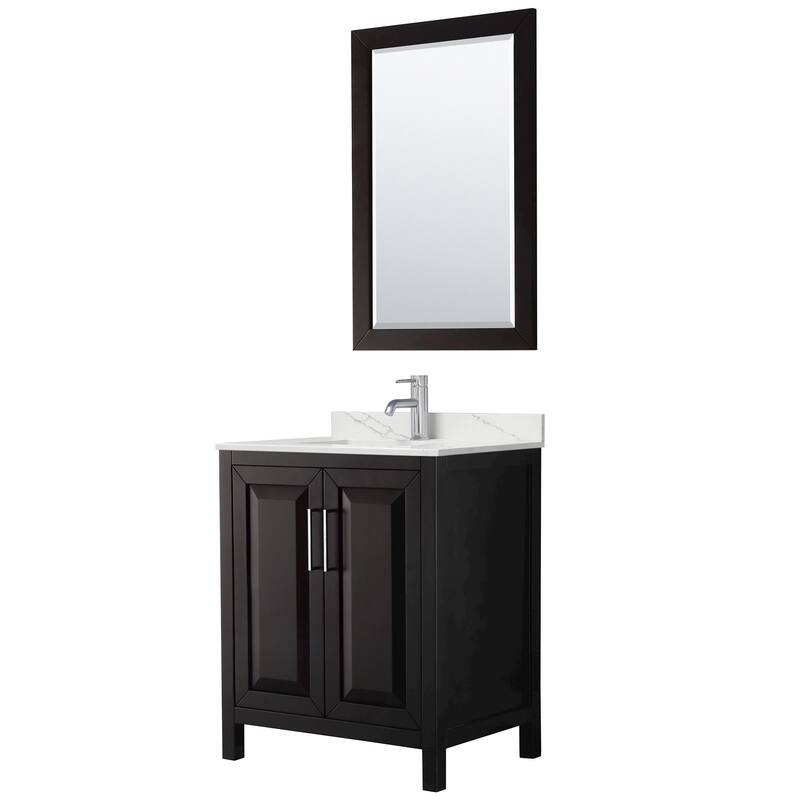 Wyndham Collection WCV252530S-QTZ-UNSM24 Daria 30" Free Standing - Dark Espresso / Giotto Quartz Top / Polished