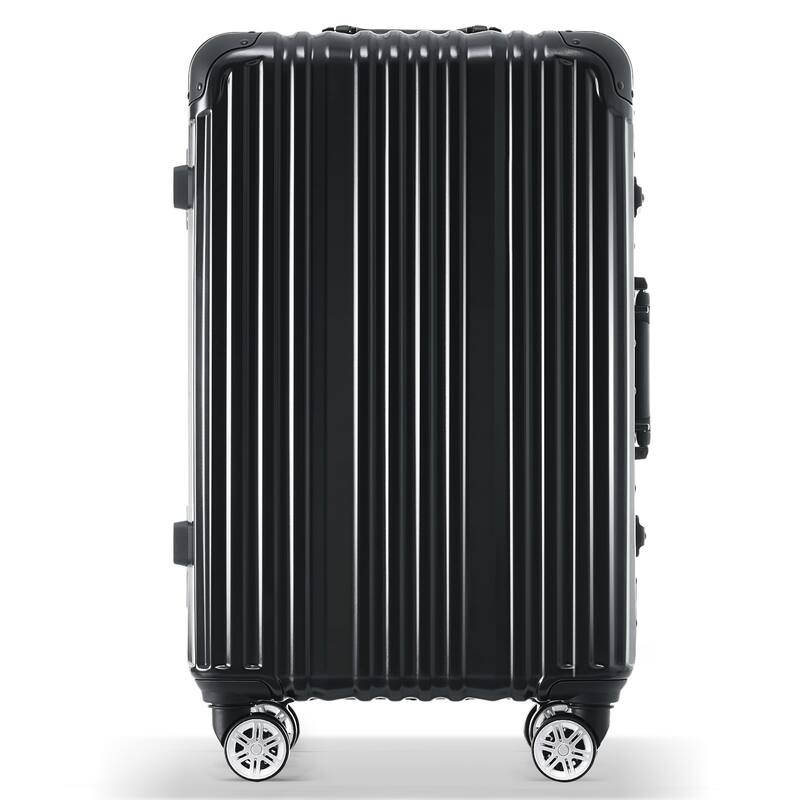 24in Aluminum Frame Luggage with USB port, Vacation Carry-On Suitcase with Spinner Wheels and TSA Lock, Travel Trolley Case