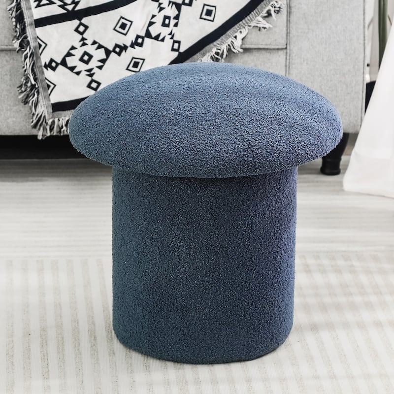 Adeco Large Mushroom Ottoman Velvet Foot Stool