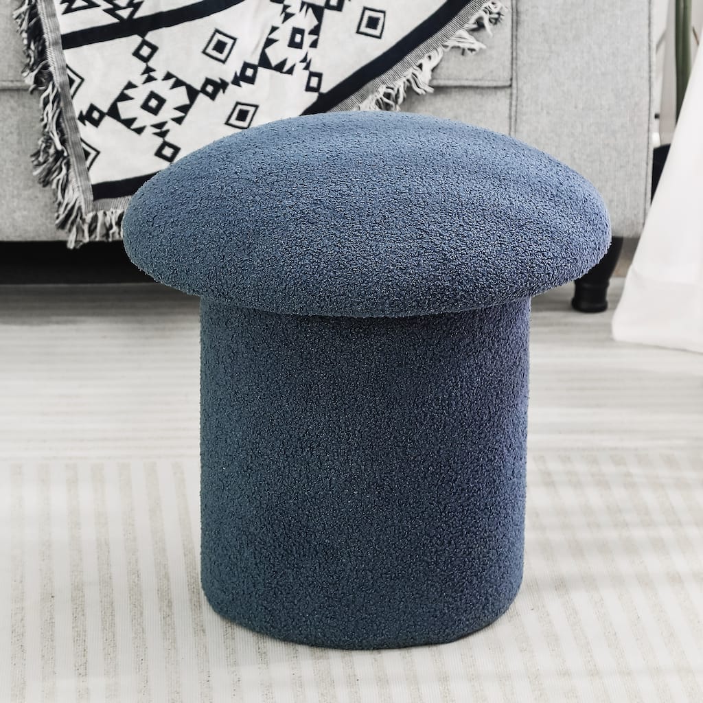 Adeco Large Mushroom Ottoman Velvet Foot Stool