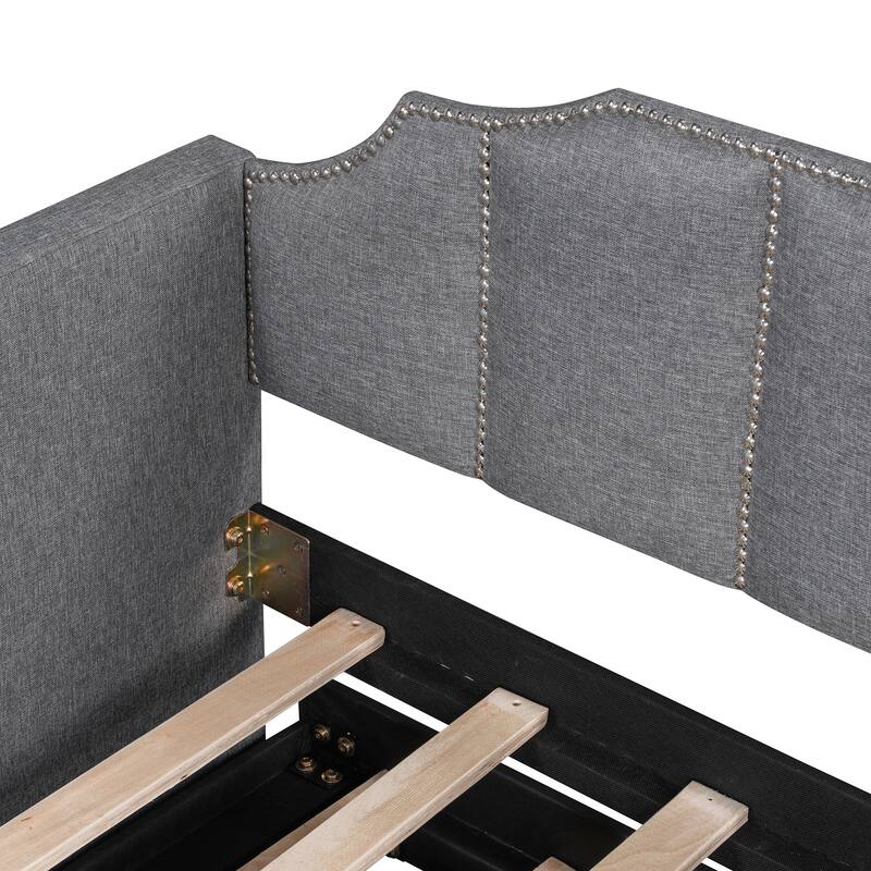 Twin Size Upholstered Daybed with Pop-Up Trundle & USB Charging Ports