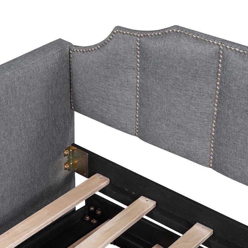 Twin Upholstered Daybed with Pop-Up Trundle, USB Charging Ports, Convertible Sofa Bed