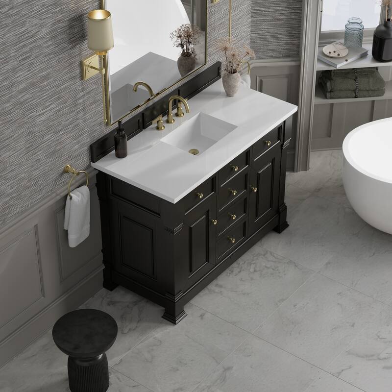Brookfield 48" Single Vanity, Black Onyx - White Zeus - 8" WS