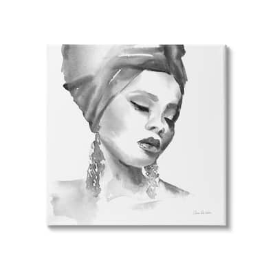 Stupell Woman With Headwrap Soft Watercolor Portrait Painting Canvas Wall Art - White