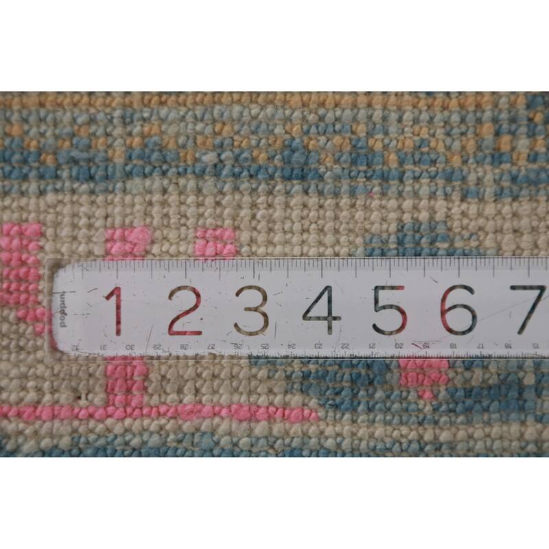 Hand Knotted Oriental 100% Wool Carpet Transitional Floral Navy Blue & Blues Oushak Runner Rug - 15' 10'' X 3' 2''