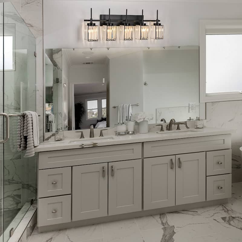 Modern Black 1/2/3/4/5-Light Bathroom Crystal Vanity Light Wall Sconces