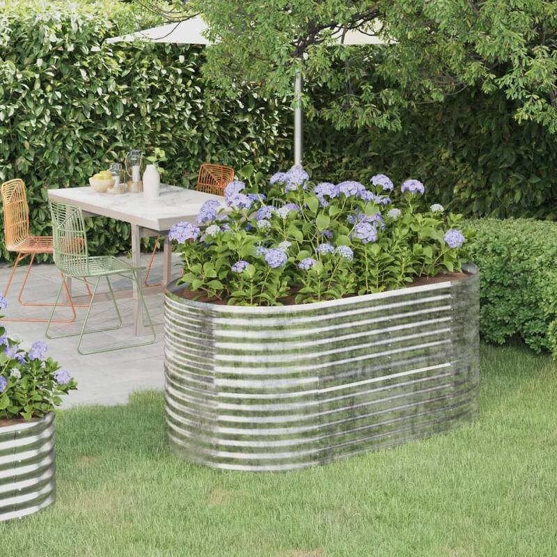 vidaXL Raised Garden Bed Raised Flower Bed Galvanized Steel Outdoor Planter - 59.8"x31.5"x26.8" - Silver