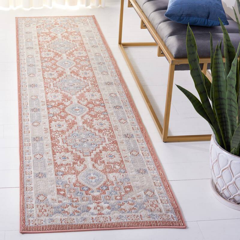 SAFAVIEH Blair Machine Washable Tomiko Slip Resistant Rug - 2'2" x 8' Runner - Rose/Grey