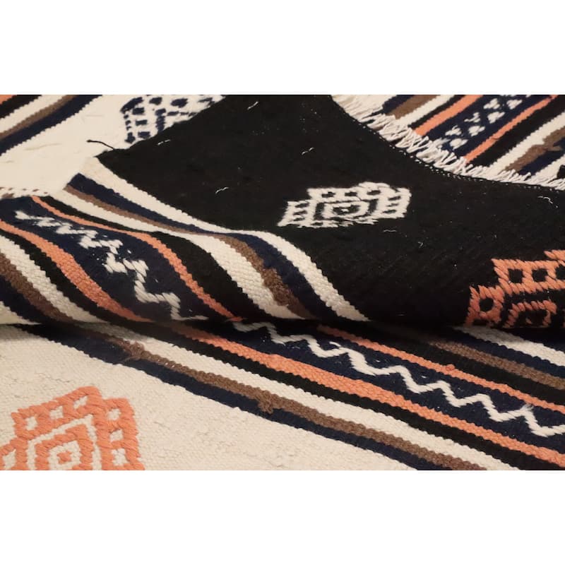 Hand Woven Oriental 100% Wool Carpet Southwestern Tribal Multi-Colored Kilim Area Rug - 10' 1'' X 5' 2''
