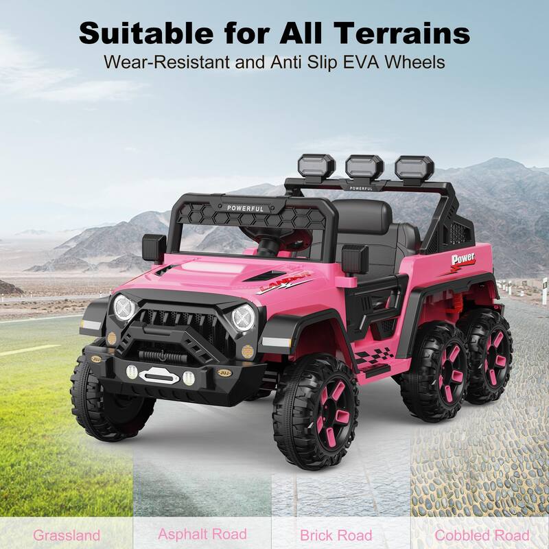 24V Power Wheels for Kids with Remote Control, Ride on Car with 6 Wheels, 4WD Switchable Electric Car
