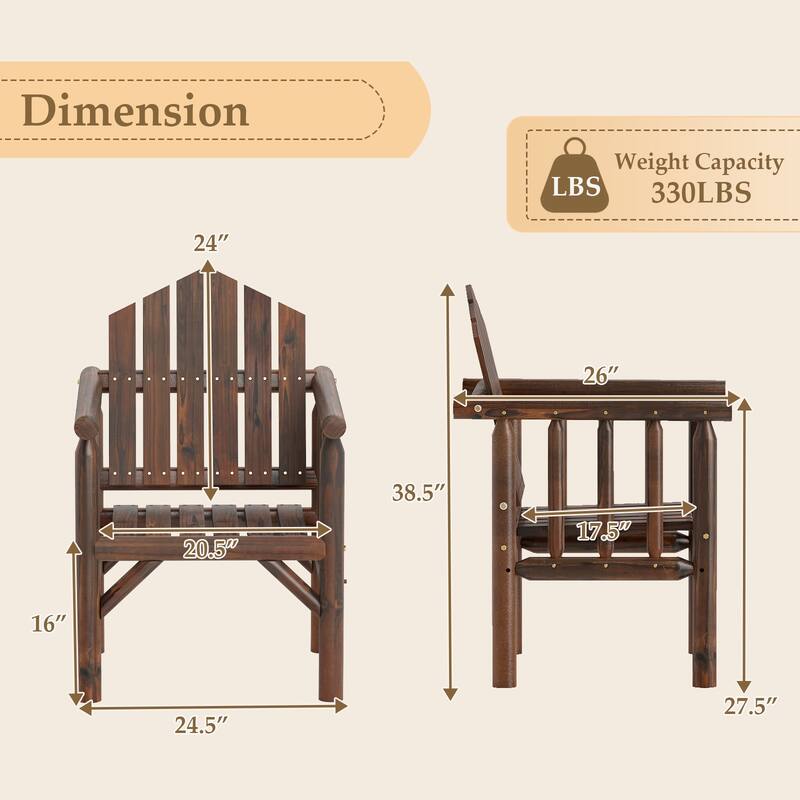 Costway 1/2/4 PCS Outdoor Wood Armchair with Armrests and Reclined - See Details