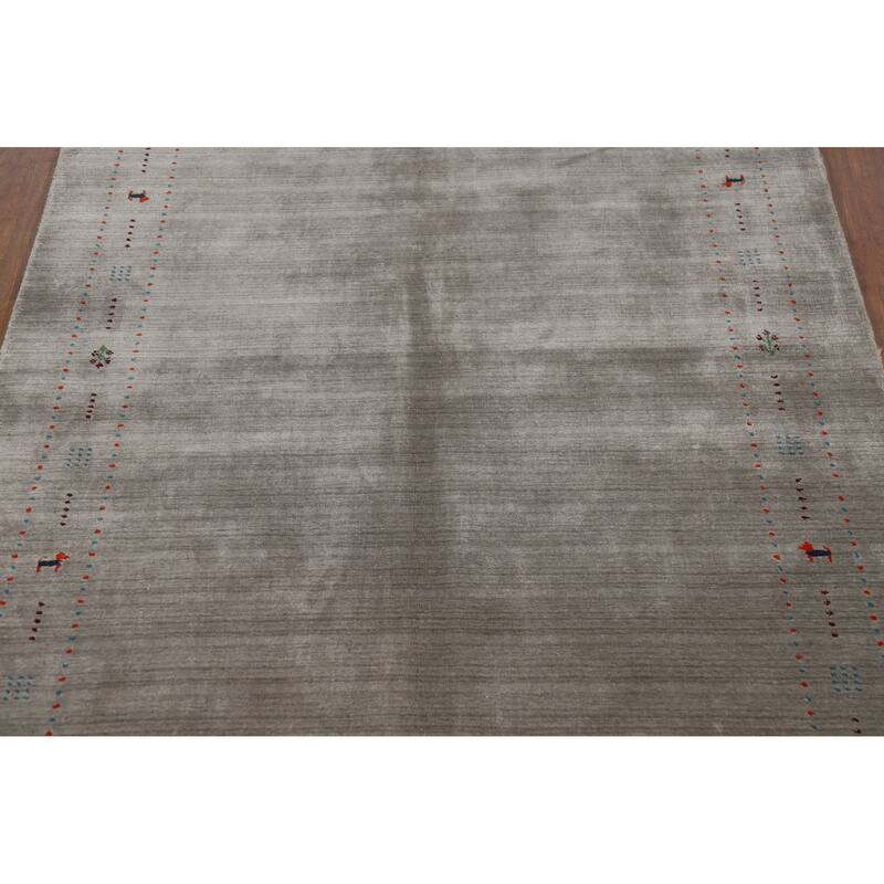 Gabbeh Indian Area Rug Hand-Knotted Tribal Wool Carpet - 5'5" x 8'0"