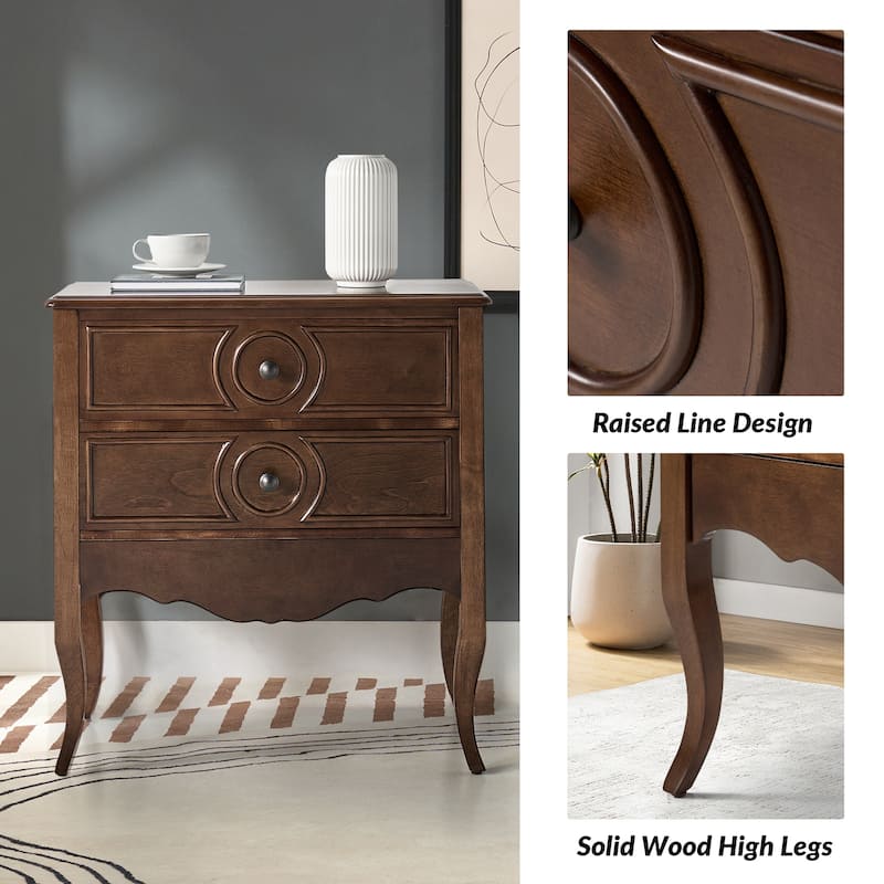 Sidney Traditional 3-Drawer Nightstand with Built-In Outlets and USB by HULALA HOME