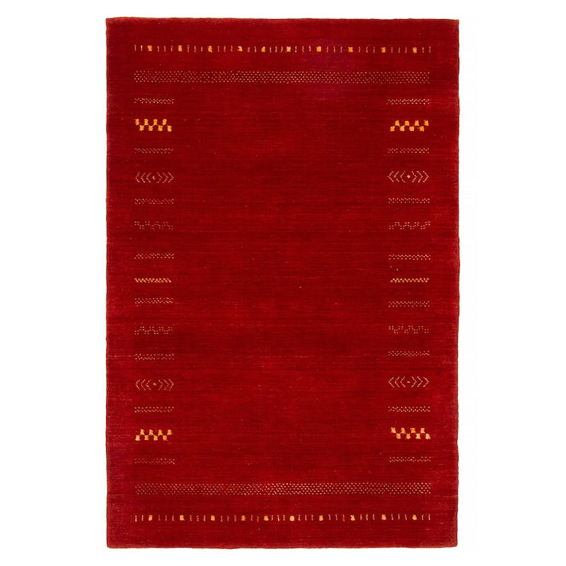 Kashkuli Gabbeh Red Rug 3'11" x 5'10" - 3'11 x 5'10 - Dark Red - 3'11 x 5'10