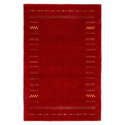 Kashkuli Gabbeh Red Rug 3'11" x 5'10" - 3'11 x 5'10