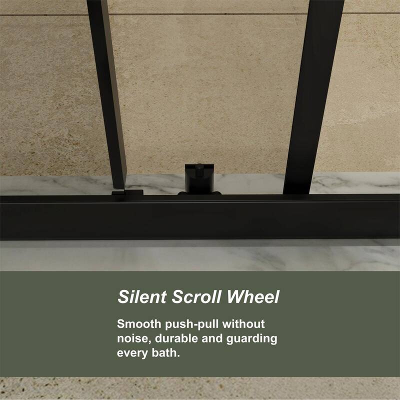60"Wx72"H Single Sliding Shower Door,1/5" Thick Clear Tempered Glass