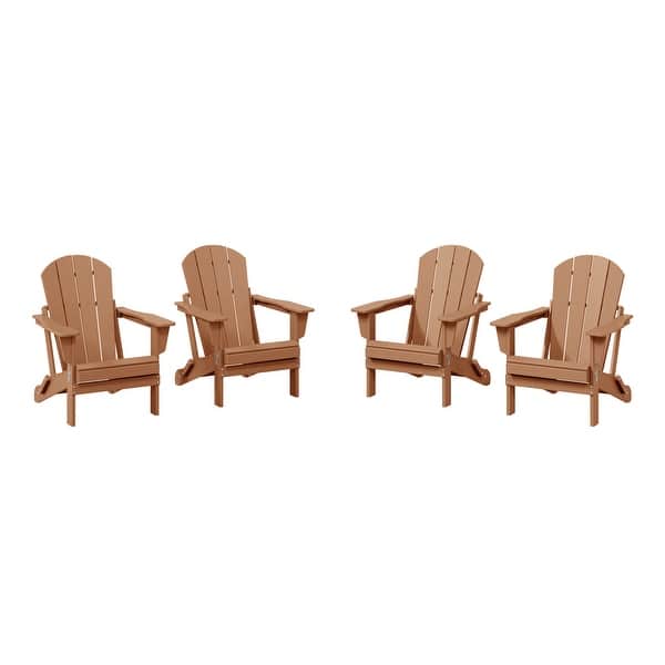Laguna Weather Resistant Outdoor Patio Folding Adirondack Chairs (Set of 4) - Teak