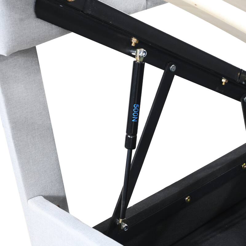 Twin Size Upholstered Platform Bed with a Hydraulic Storage System