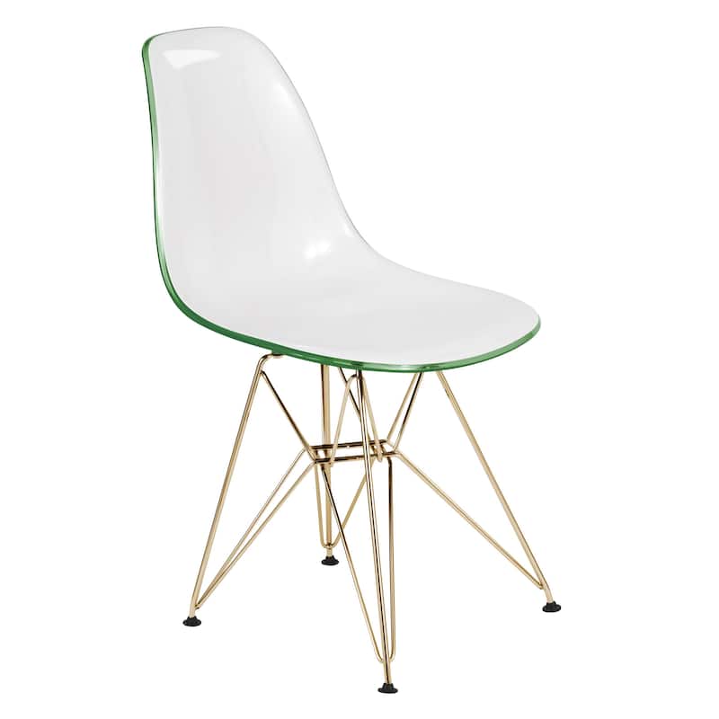 Crescro Acrylic Dining Banquet Side Chair in Gold Stainless Steel Frame for Indoor Outdoor Home Office Living Room & Kitchen - White Green