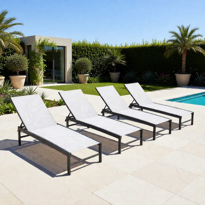 Outdoor All-Weather Patio Chaise Lounge Chairs Sun Lounger with Adjustable Backrest