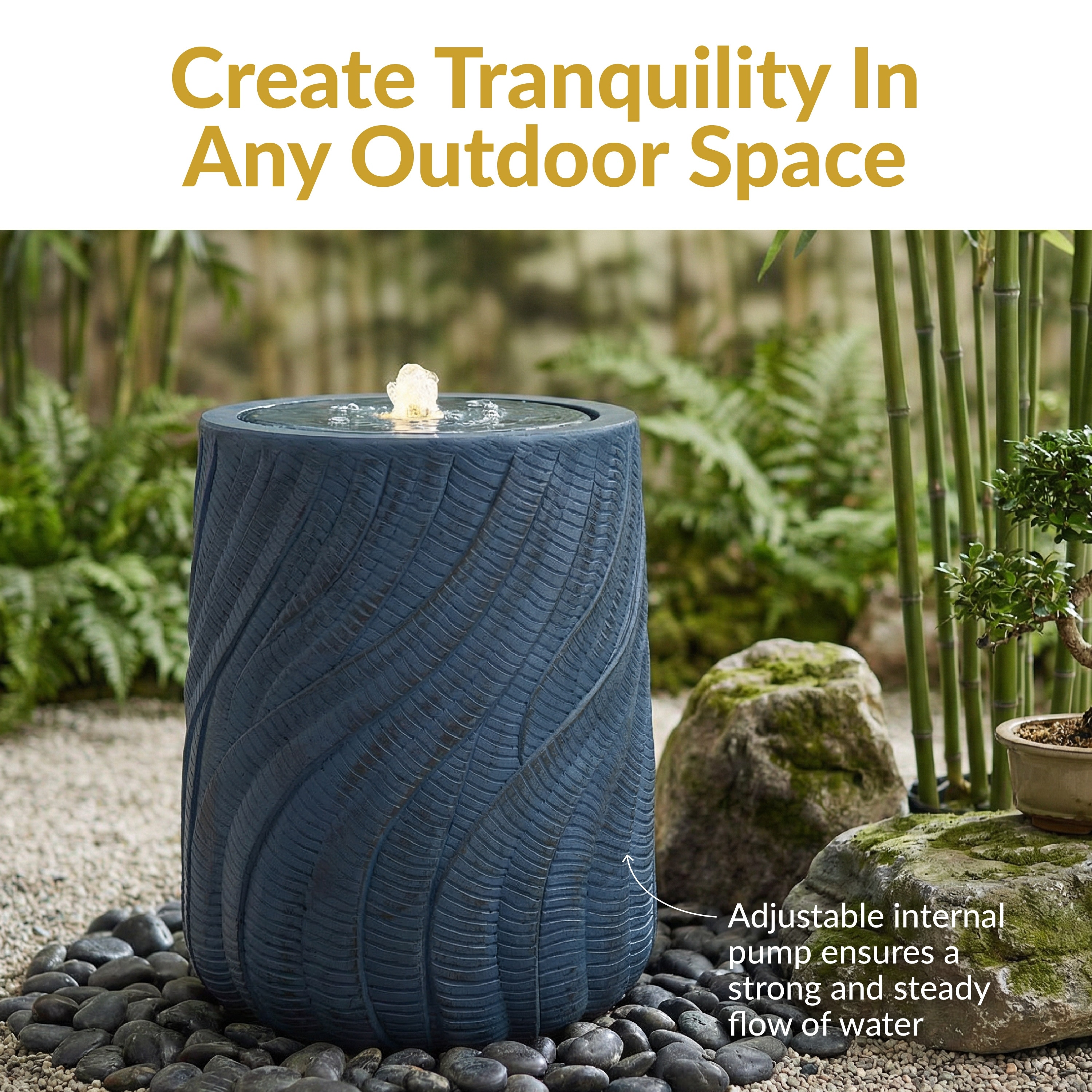 Sunnydaze Textured Spiral Bubble Outdoor Fountain with LED Light