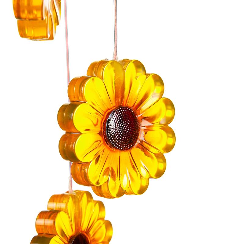29 in. Sunflower Hand-Painted Color-Changing Solar Mobile