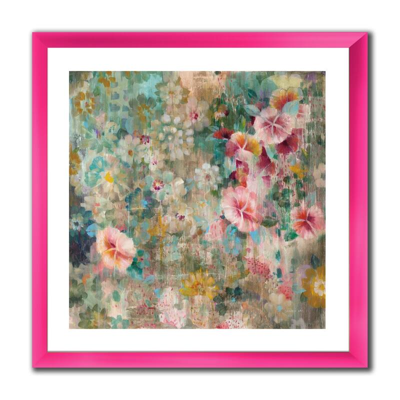 Designart "Flower Shower III" Farmhouse Framed Art Print