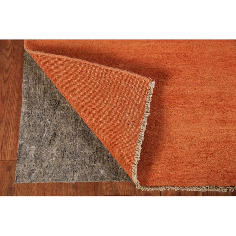Orange Stripe / Modern Gabbeh Oriental Rug Hand-Knotted Wool Carpet - 3'10" x 5'10"