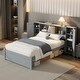 preview thumbnail 3 of 22, Twin Size Platform Bed with Storage Headboard, 3-Shelves, 2-Side Lockers, Solid Pine Wood Frame for Bedroom, Grey