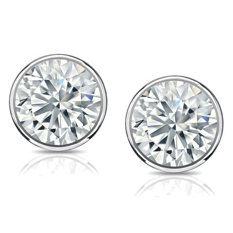 Platinum 1 1/4ct TDW Lab Grown Round Diamond Stud Earrings SI1-2 by Ethical Sparkle - White