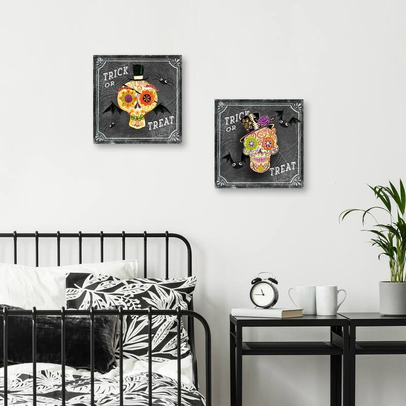 Chalkboard Skull 1 & 2 by Geoff Allen Canvas Art Prints