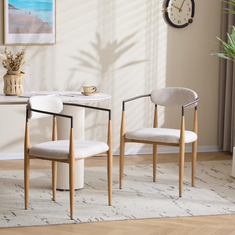 Modern Industrial Elmore Upholstered Dining Chairs (Set of 2) with Iron Frame by Christopher Knight Home - Maple/coffee/Beige