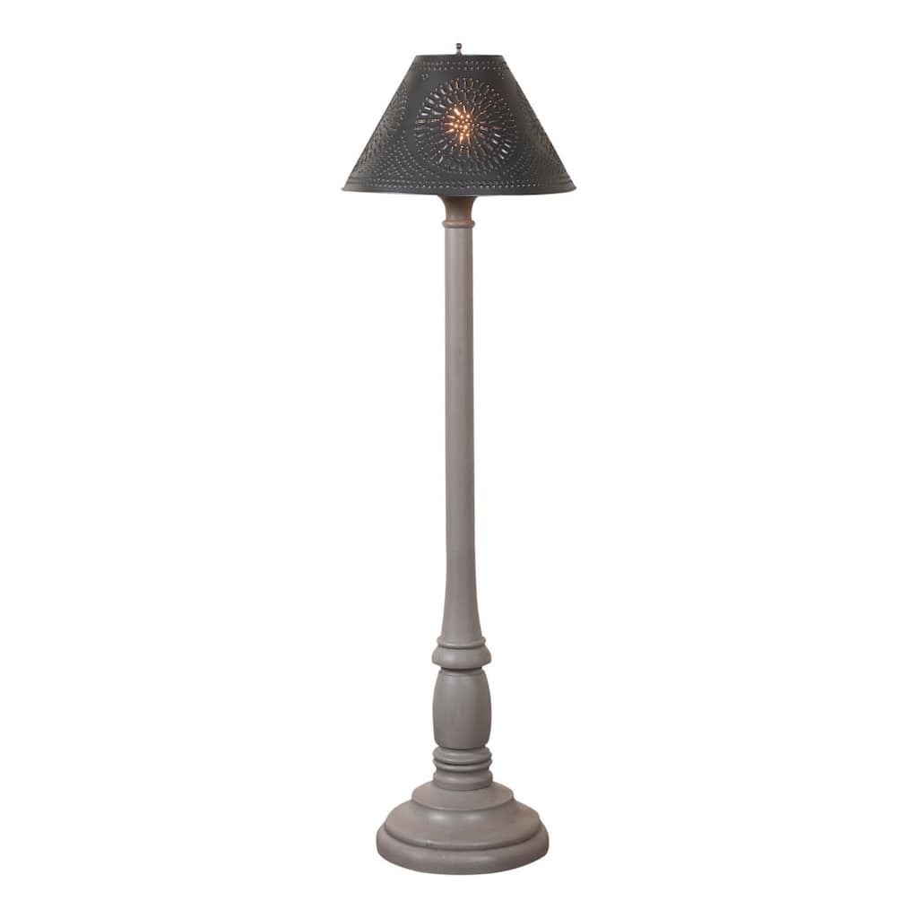 Brinton Floor Lamp In Earl Gray - Smokey Black Shade - 59 X 17 X 17 inches