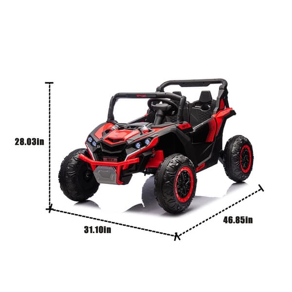 dimension image slide 2 of 5, 24V Two-Seater Ride-On Car for Kids with Remote Control, Large Wheels & Suspension