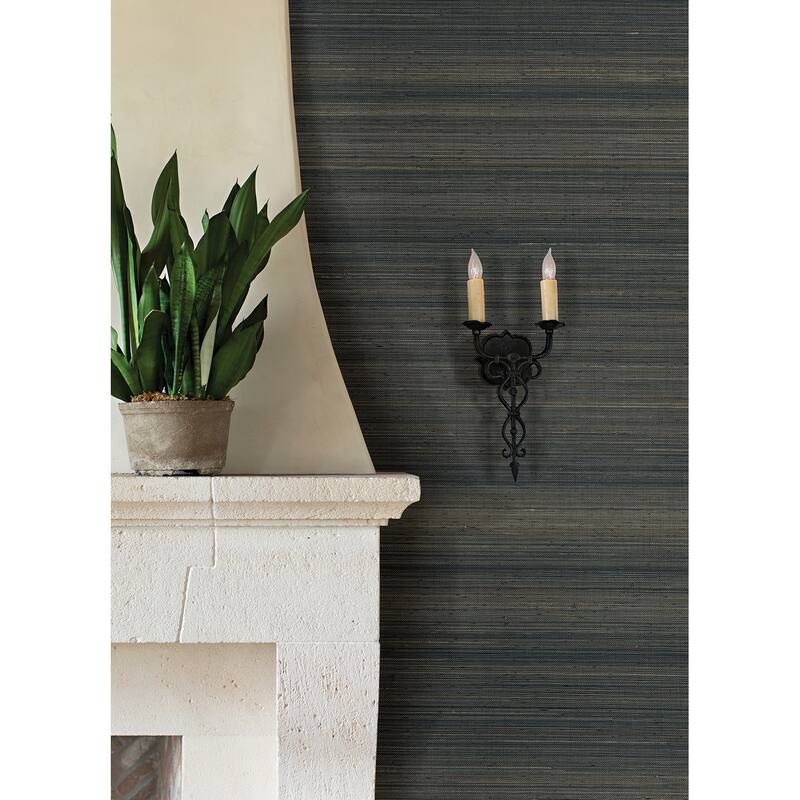 A-Street Prints Mai Indigo Abaca Grasscloth Wallpaper