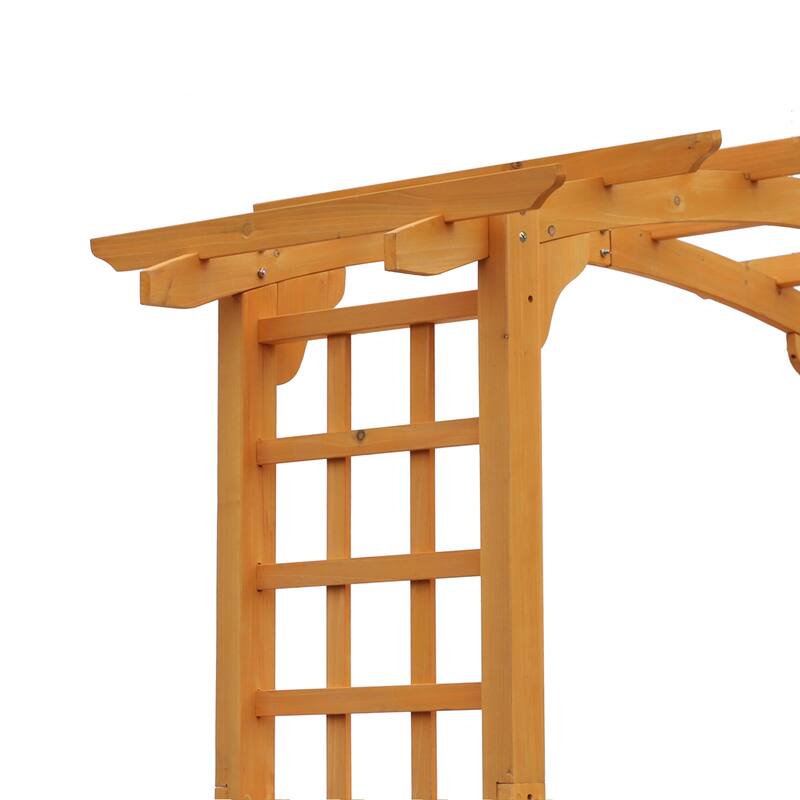 Outsunny 90in Wood Garden Arbor Arch with Trellis Wall for Climbing & Hanging Plants
